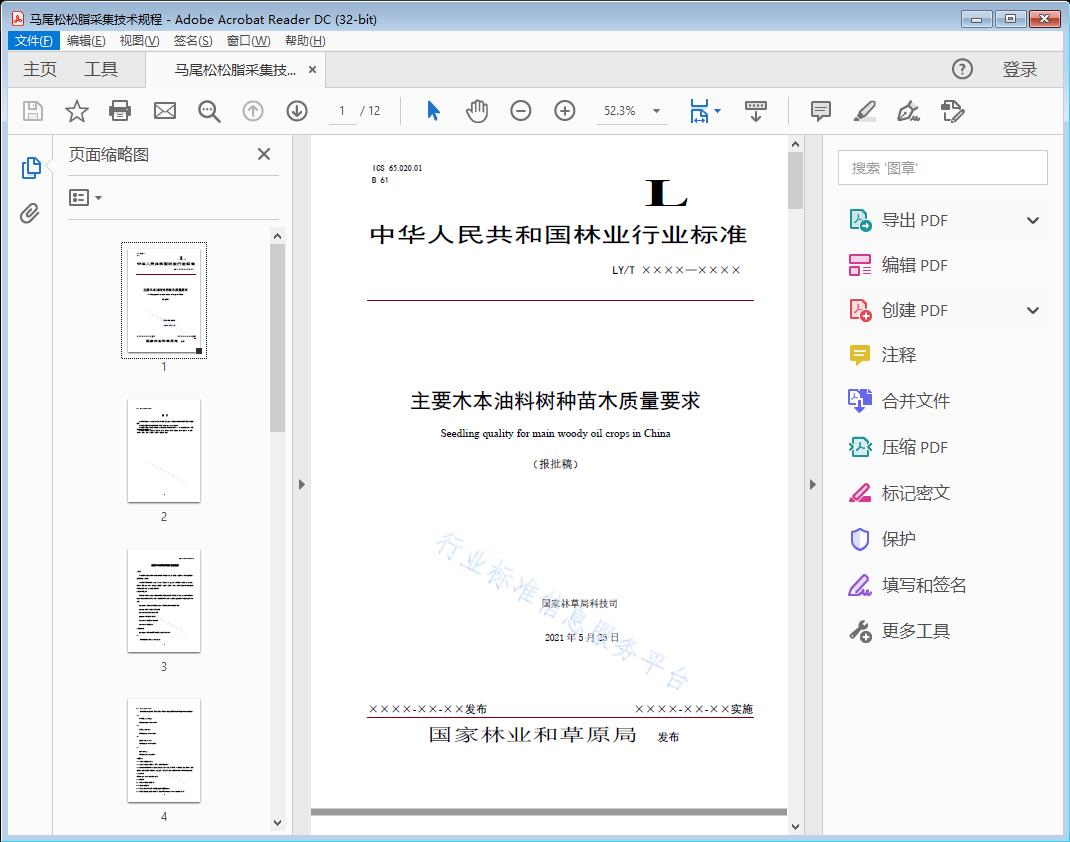 主要木本油料树种苗木质量要求