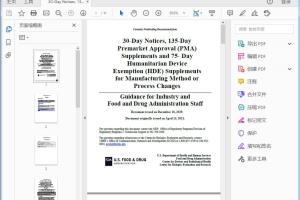 FDA 30-Day Notices, 135-Day Premarket Approval (PMA) Supplements and 75-Day Humanitarian Device Exemption (HDE) Supplements for Manufacturing Method or Process Changes