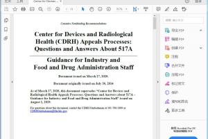 FDA Center for Devices and Radiological Health (CDRH) Appeals Processes Questions and Answers About 517A